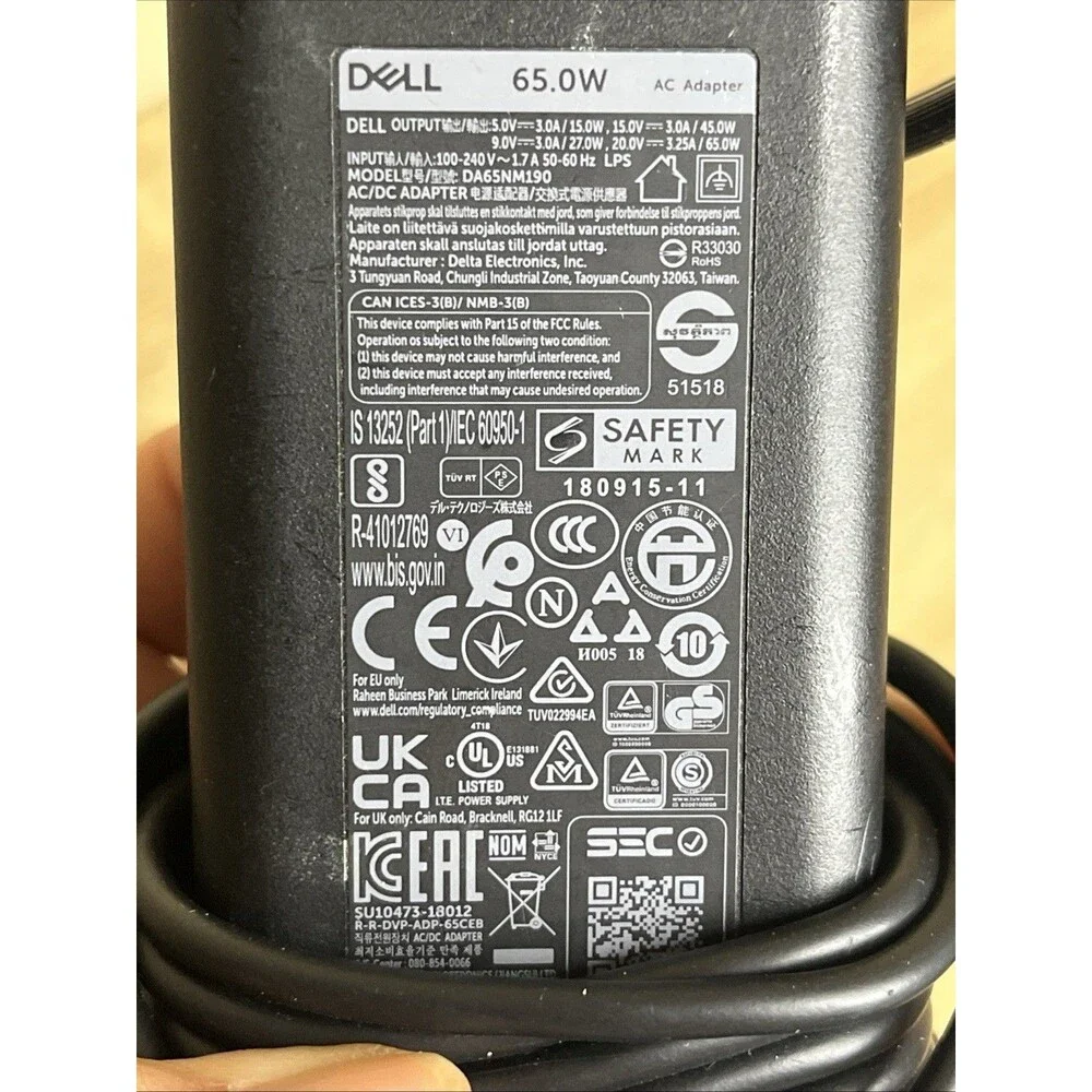 Genuine Dell 65w Laptop Charger AC Adapter DA65NM190 USB-C